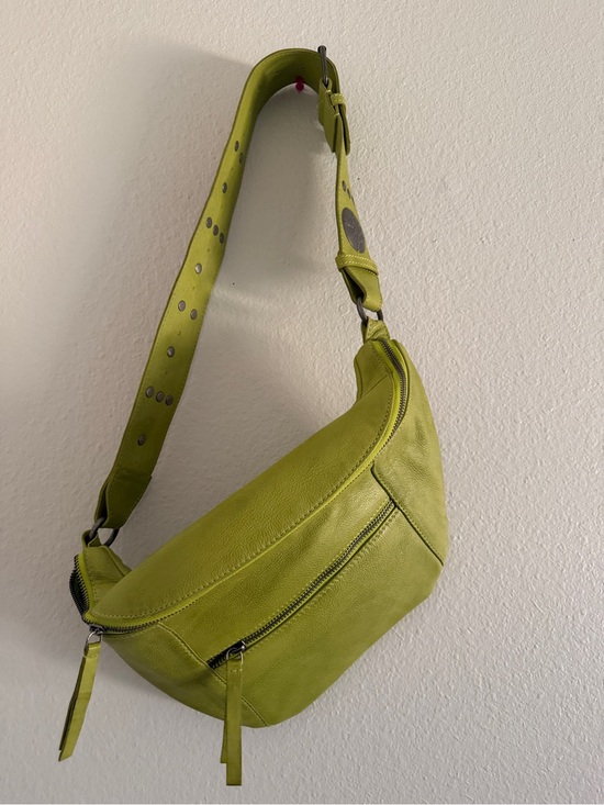 Free People Handbags - Free People Wilder Embellished Sling Bag Crossbody Leather Concho Strap Green